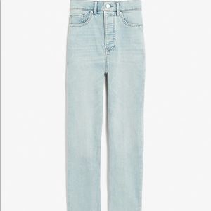 Super High Waisted Light Wash Straight Jeans